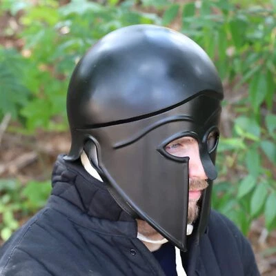 Medieval 5th Century 20g Corinthian Hoplite Helmet Adjustable Straps | Black - Image 1 of 4