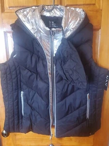Mark NY schwarz & silber Details Weste Mantel Jacke Kapuze Paket Damengröße 2X neu mit Etikett - Bild 1 von 9