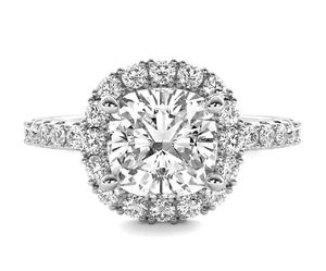 Halo 3.02 Carat F VS1 Lab Grown Cushion Cut Diamond Engagement Ring White Gold - Picture 1 of 4