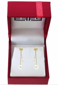 NEW! Freshwater Pearl & 14K Gold Dangle Earrings/Effy/Gift Box/ MSRP $450 - Picture 1 of 2
