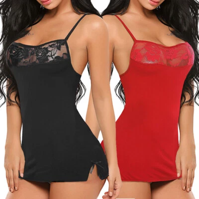 Women Sexy-Lingerie Cotton Underwear Mini Dress Babydoll Sleepwear Thong Set US - Image 1 of 4