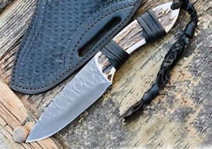 Custom Handmade Hunting Bushcraft Knife Forged 440c Steel Survival EDC 9”Stag 