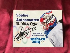 Autograph SOPHIE ANTHAMATTEN-Ice Hockey SWITZERLAND-Card Sochi 2014-handsigned - Picture 1 of 2