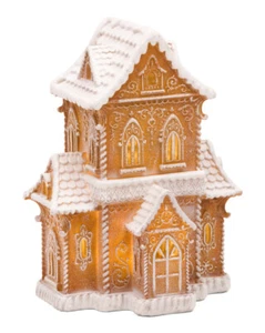 Victorian LED Gingerbread House Mansion White Icing Table LIGHTS UP 12 inch - Picture 1 of 5