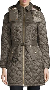 Women Burberry Coat Mink Grey Hooded Winter Parka Size S IT40 FR38 US6 UK8 - Picture 1 of 9