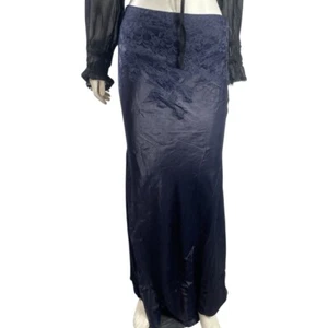 Free People X Brenda Knight Blue Satin Lace Maxi Skirt-Size XS UK 6-8 - Picture 1 of 10