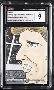 2018 Topps Star Wars Sketch Card 1 of 1 - Han Solo - Adam Talley - CGC 9 - Picture 1 of 2