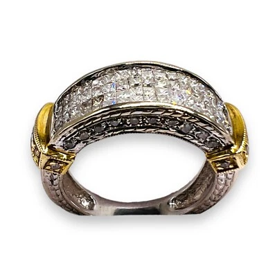 1.50ct Natural Diamond Pave Set 14k Gold Band Ring Two Tone - 2591 - Image 1 of 4