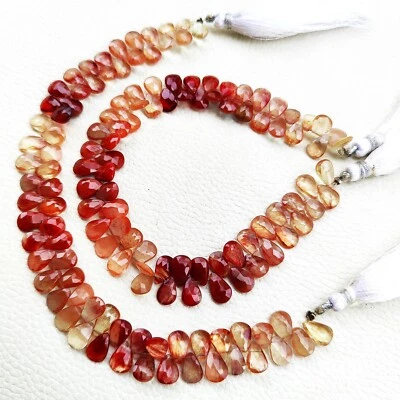 Natural Andesine Labradorite Gemstone 9x6 mm Size Faceted Pear Beads 8" Strand - Image 1 of 4