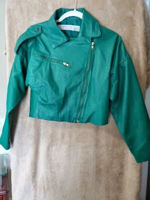 CHAQUETA DE CUERO (100%) AÑOS 80 para mujer verde Avon Fashions talla 5/6 estilo #F24i4x Foto 1 de 4