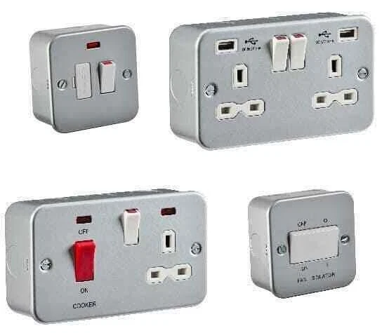 EMCO METAL CLAD - SOCKETS SWITCHES RCD SPURS RJ45 FAN ISO ** ALL NEW - FREE P&P **