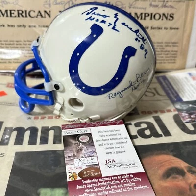 MARCHETTI , Berry, Mackey, Moore signed COLTS HOF MINI HELMET JSA/Coa - Image 1 of 3