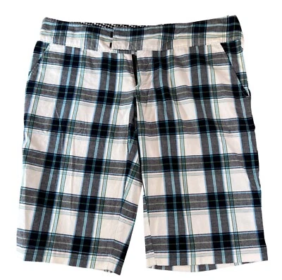 Roxy Womens Plaid Bermuda Y2K Shorts Size 9 Blue & Black Cotton Blend - Image 1 of 4