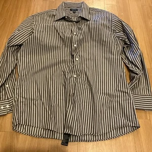 Men’s Structure Vintage Button Down Dress Shirt Brown Blue Striped Large Modern - Picture 1 of 6