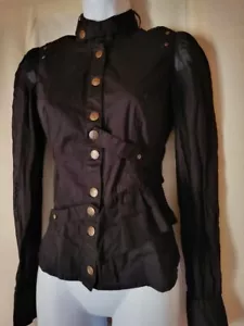 RARE! VTG Lip Service Steam Machine L/S Top S Steampunk Goth Y2K Black Victorian - Picture 1 of 6