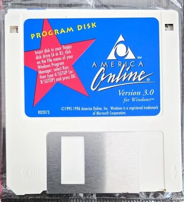 "RED STAR" America Online Collectible  / Install 3.5" Floppy Disk, AOL v3.0! - Image 1 of 3