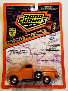 Road Champs Diecast Chevrolet C3100 1953 Pickup Truck Orange 1/43 Scale on card - Picture 1 of 3