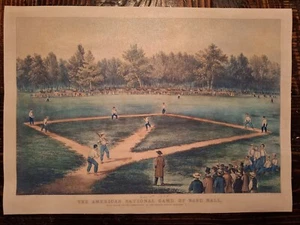 Currier & Ives The American National Game of Baseball 11"x15" REAL CANVAS Print - Picture 1 of 3