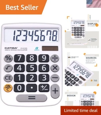 Durable 8-Digit LCD Calculator with Large Buttons for School & Business Use - Image 1 of 4