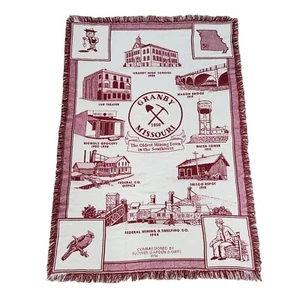 Vtg 1996 Gransby Missouri Woven Tapestry Throw Blanket We Love Country USA Rare - Picture 1 of 19