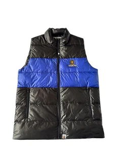 BAPE A Bathing Ape BLACK & BLUE BABY MILO PUFFER VEST MEDIUM - Picture 1 of 8