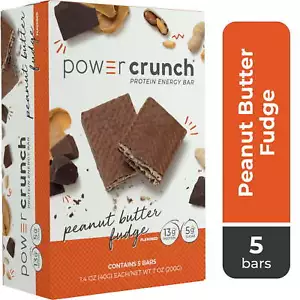 Power Crunch Original Protein Energy Bars, Peanut Butter Fudge, 1.4 oz, 5 Count - Picture 1 of 11