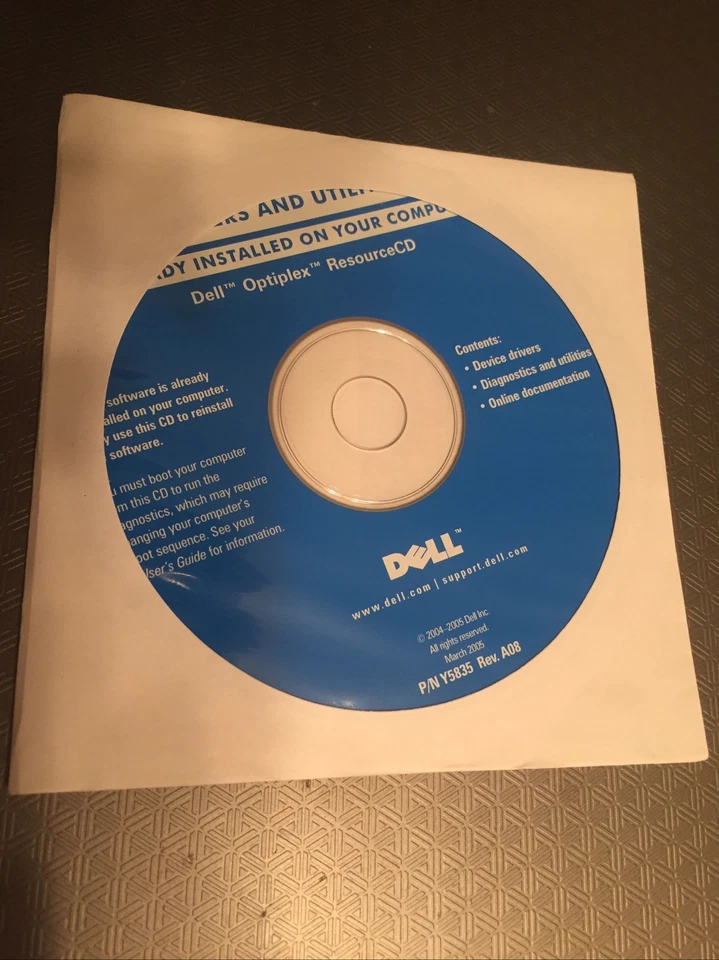Dell OPTIPLEX, Drivers and Utilities, Resource CD, Y5835 Rev. A08 March 2005... - Image 1 of 1