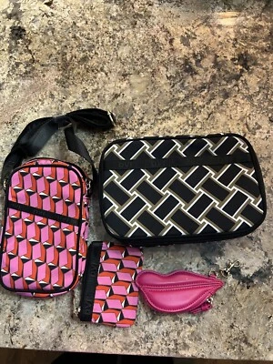 LOTE de 4 estojo de joias DVF alvo tiracolo cartão estojo lábios - Imagem 1 de 3