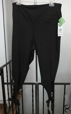NWT Gaiam Yoga Pants Om-Fit Black Tap Shoe Violet Ballet Tie Leggings XL 16 $62 - Image 1 of 4