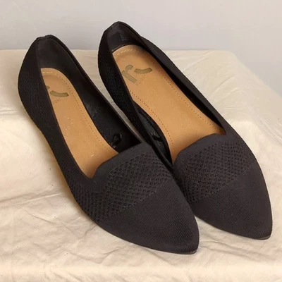 Black Knit Pointed-Toe Ballet Flats Size 10 (Report) - image 1 of 4