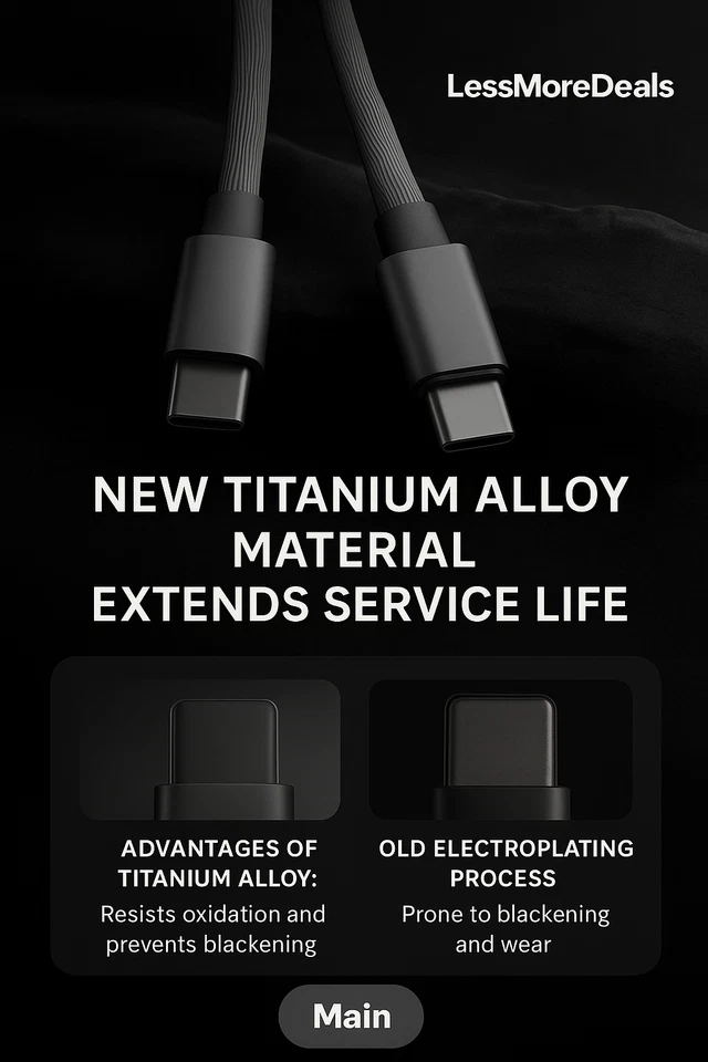 Cable de carga rápida 2M PD 27W USB-C a C – Titanio trenzado carga Android Foto 1 de 4