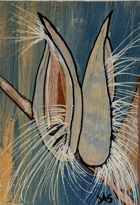 ACEO Art Card Original, Botanical, Acrylic, Abstract , Outsider Art , Brut Art - Image 1 of 4