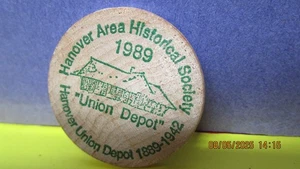 Wooden Nickel Hanover Numismatic Society 1989 coin show token - Picture 1 of 2