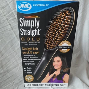 JML Simply Straight Gold Ceramic Heat Straightener Hair Brush Comb - Picture 1 of 3