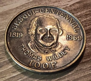 1969  IOOF Thomas Wildey Sesqui-Centennial Bronze Order of Odd Fellows Token - Picture 1 of 3