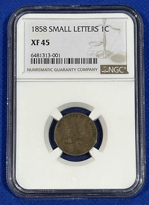 1858 FLYING EAGLE NGC XF45 Small Letter Penny 1¢ - Image 1 of 4