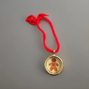 Adorno de Navidad vintage punto de cruz pan de jengibre hombre - Imagen 1 de 2