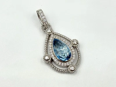 Judith Ripka Plata de Ley Topacio Azul Circonita cúbica Diamonique Colgante Potenciador Foto 1 de 4