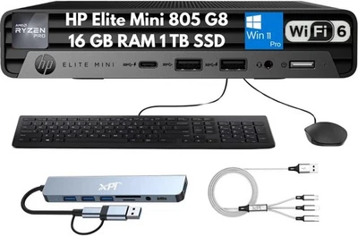HP Elite Mini 805 G8 Desktop Ryzen 5 PRO 5650G 16GB 1TB SSD WiFi Docking W11Pro - Image 1 of 4