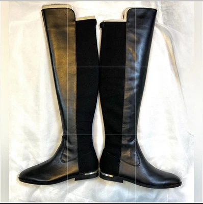 New Calvin Klein Rania Black Leather Over The Knee Woman’s Boots / Size 10 - Image 1 of 4
