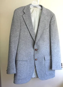 40R Chaps Ralph Lauren Camel Hair Sport Coat Gray Heather Vintage Jacket L - Picture 1 of 11