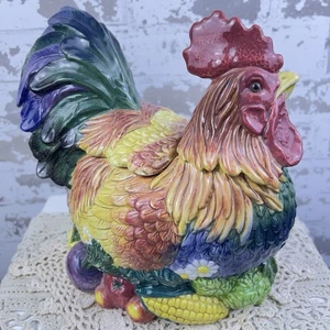 Tarro de galletas de gallo de Fitz and Floyd 1996 decoración de casa de campo de campo - Imagen 1 de 20