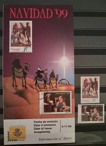 STAMPS SPAIN 1999 NAVIDAD 99+FOLLETO INFO ADORACIÓN DE LOS REYES 3685-86 MNH - Imagen 1 de 2