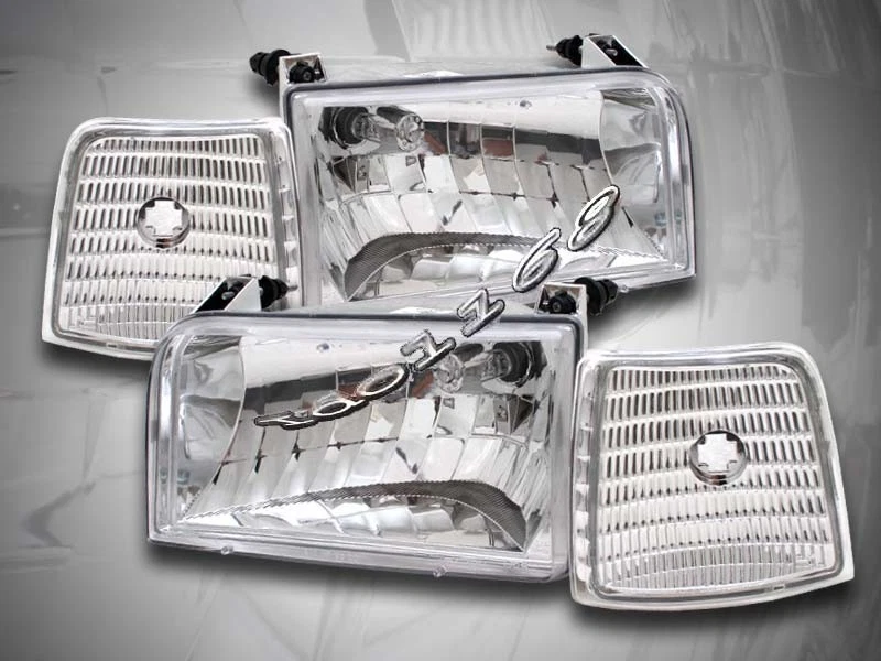 92-96 Ford F-150 Bronco Headlights Clear + Corner Lights Side Marker Clear - Image 1 of 2