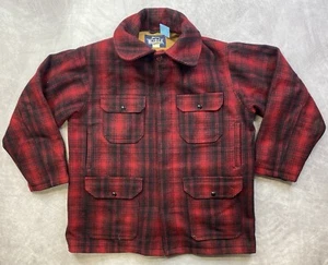 Vintage Woolrich 503 Red Buffalo Plaid Wool Hunting Jacket Size 44 - Picture 1 of 13