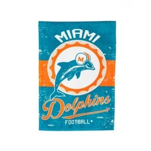 **OPEN FLAG** NFL Miami Dolphins 14L3816VINT LINEN Garden Flag 12.5" x 18" - Picture 1 of 1