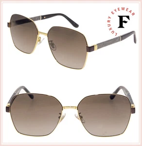 JIMMY CHOO SIA Brown Gold Oversized Gradient Metal Glitter Sunglasses SIAF - Picture 1 of 5