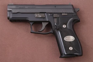 KSD Brand Sig Sauer P228 / P229 Compatible Black Acrylic Grip Double-Checkering - Picture 1 of 1