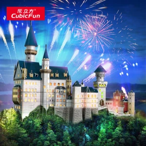 CubicFun LED Germany Neuschwanstein Castle 3D Puzzle Construction Model Set - Picture 1 of 12