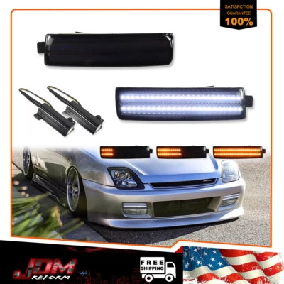 2x Luzes de sinalização de LED traseiras dianteiras fumê para 1997-2001 Honda Prelude - Imagem 1 de 4